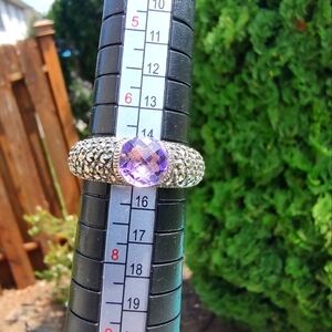 Judith Jack Ring Marcasite & Amethyst Size 7 Purple